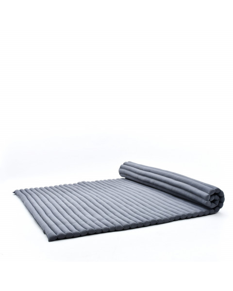 Leewadee - Foldable Floor Mattress - Japanese Roll Up Futon -Trifold Tatami Mat- Guest Floor Bed - Camping Mattress - Thai Massage Mat, Kapok Filled, 190 x 145 cm, Anthracite