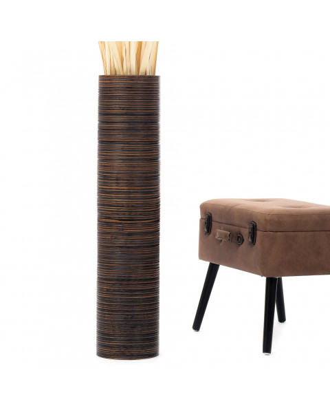 Leewadee Grande Vaso Da Terra: Alto Vaso Stile Boho In Legno Di Mango Per Rami Di Pampa, 90 cm, Marrone