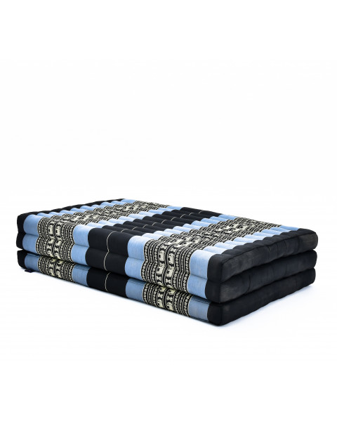 Leewadee materasso pieghevole, XL: tappetino pieghevole in kapok fatto a mano, materasso per ospiti per il pavimento, 200 x 100 cm, Blu