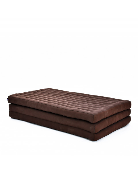 Leewadee Trifold Mattress XL – Comfortable Thai Massage Pad, Foldable Relaxation Floor Mattress Filled with Eco-Friendly Kapok, Perfect to Use as a Sleeping Mat 79 x 39 inches, brown