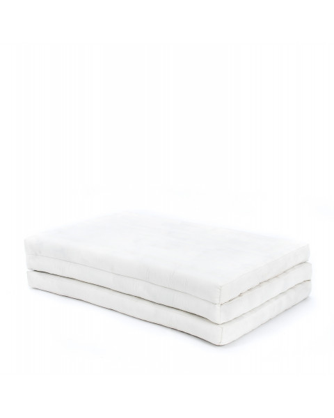 Leewadee materasso pieghevole, XL: tappetino pieghevole in kapok fatto a mano, materasso per ospiti per il pavimento, 200 x 100 cm, écru