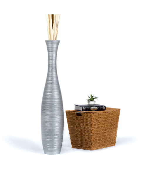 Leewadee Grand Vase A Poser Au Sol Pour Branches Décoratives De Pampa, Vase En Bois De Manguier, 110 cm, Argentin