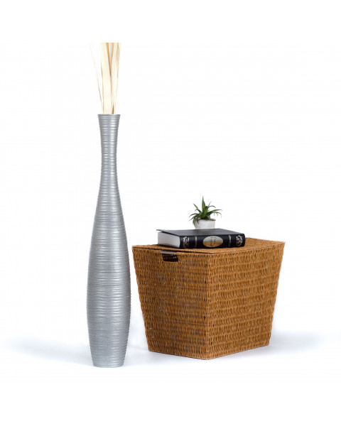 Leewadee Grand vase à poser au sol - Vase à poser au sol pour branches décoratives, vase haut design en bois de manguier, 90 cm, Argentin