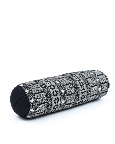 Leewadee Pilatesrolle Yoga Bolster Yogakissen Ökologisches Naturprodukt, Kapok, 60 x 25 x 25 cm, Schwarz