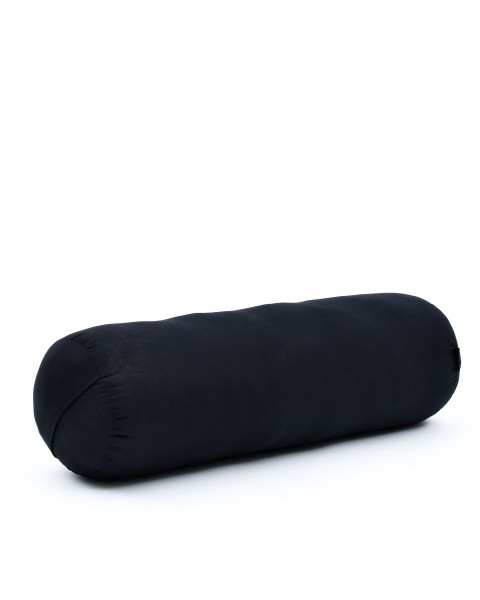 Leewadee grande yoga bolster: supporto per pilates allungato, cuscino da meditazione, realizzato a mano in kapok naturale, 60 x 25 x 25 cm, Nero
