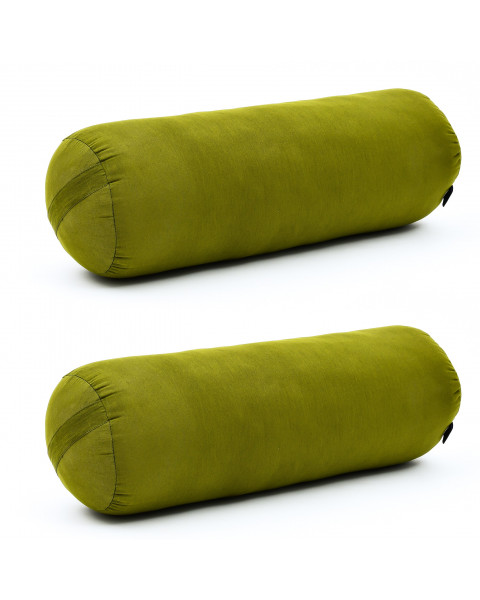 Leewadee Yoga Bolster Set – 2 Shape-Retaining Neck Rolls, Tube Pillows for Comfortable Reading, Made of Kapok, 24 x 10 x 10 inches, green