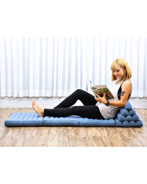 Leewadee - Comfortable Japanese Floor Mattress - Thai Floor Bed With Triangle Cushion - Futon Mattress - Thai Massage Mat, 170 x 53 cm, Anthracite, Kapok Filling