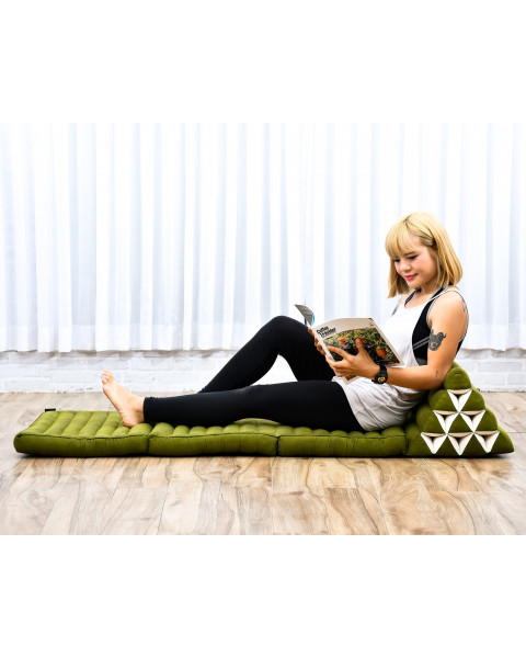 Leewadee - Matelas Pliable Confortable Avec Coussin Lecture, Futon Japonais, Chaise De Sol Ou Pouf Lit Thaï 170 x 53 cm, Vert