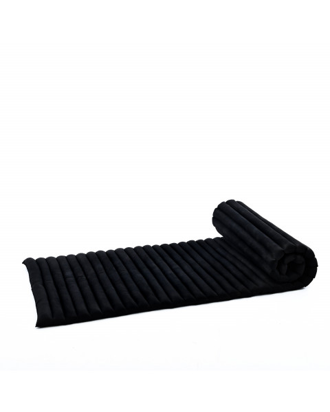 Leewadee materassino thailandese arrotolabile, M: tappeto per dormire, spessa stuoia da massaggio, strumento in kapok, 190 x 70 cm, Nero