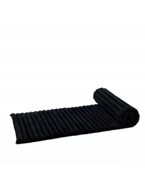 Leewadee Matelas De Sol Pliable, Futon Japonais Enroulable, Lit D'Appoint 1 Personne, Chauffeuse 1 Place, Tapis Méditation En Kapok, 190 x 70 cm, Noir