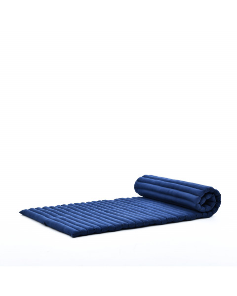 Leewadee Matelas De Sol Pliable, Futon Japonais Enroulable, Lit D'Appoint 1 Personne, Chauffeuse 1 Place, Tapis Méditation En Kapok, 190 x 70 cm, Bleu