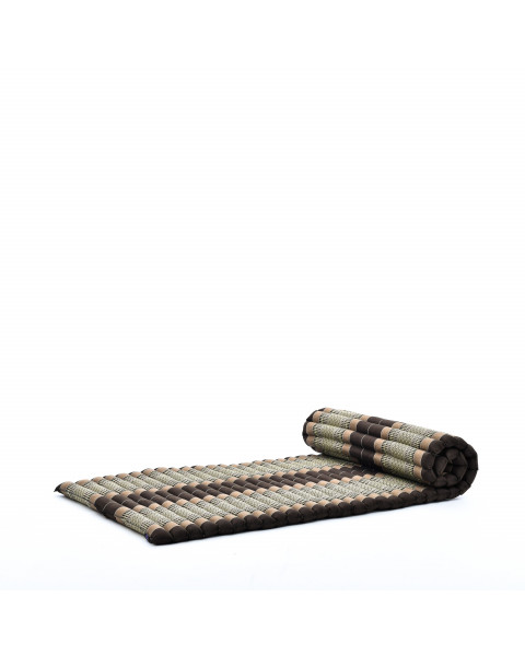 Leewadee Matelas thaï - Tapis de yoga enroulable en taille M en kapok, tapis pliable pour méditation et yoga en kapok, 190 x 70 cm, Marron
