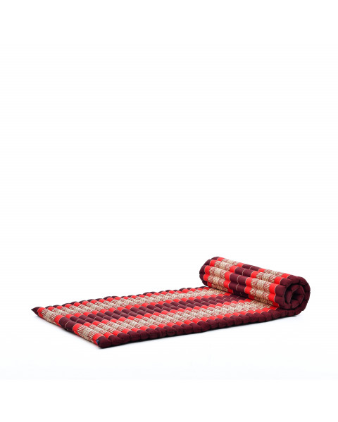Leewadee Matelas thaï - Tapis de yoga enroulable en taille M en kapok, tapis pliable pour méditation et yoga en kapok, 190 x 70 cm, Rouge