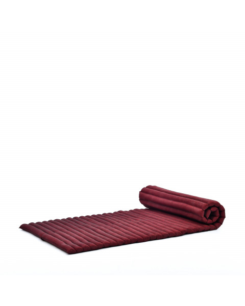 Leewadee Matelas De Sol Pliable, Futon Japonais Enroulable, Lit D'Appoint 1 Personne, Chauffeuse 1 Place, Tapis Méditation En Kapok, 190 x 70 cm, Rouge