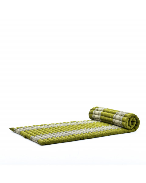 Leewadee Rollable Floor Mat M – Comfortable and Rollable Thai Mattress, Soft Massage Mat Filled with Kapok, Perfect to Use as a Sleeping Mat 75 x 28 inches, Green