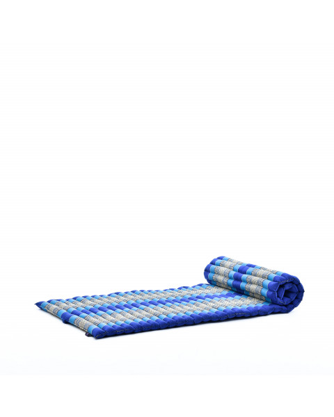 Leewadee Matelas thaï - Tapis de yoga enroulable en taille M en kapok, tapis pliable pour méditation et yoga en kapok, 190 x 70 cm, Bleu