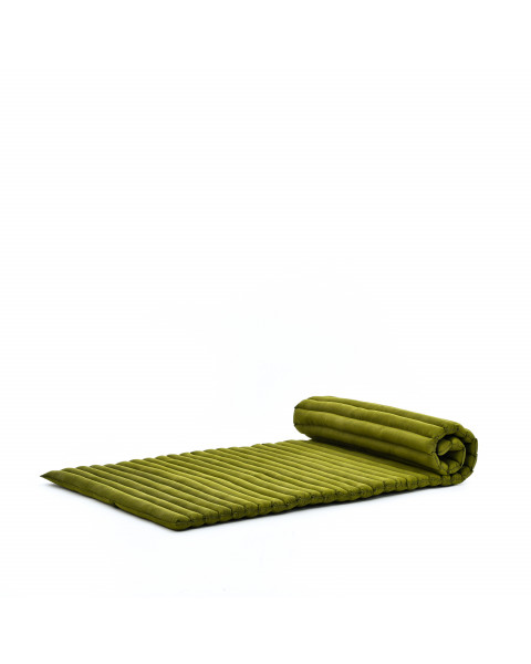 Leewadee Rollable Floor Mat M – Comfortable and Rollable Thai Mattress, Soft Massage Mat Filled with Kapok, Perfect to Use as a Sleeping Mat 190 x 70 cm, Green