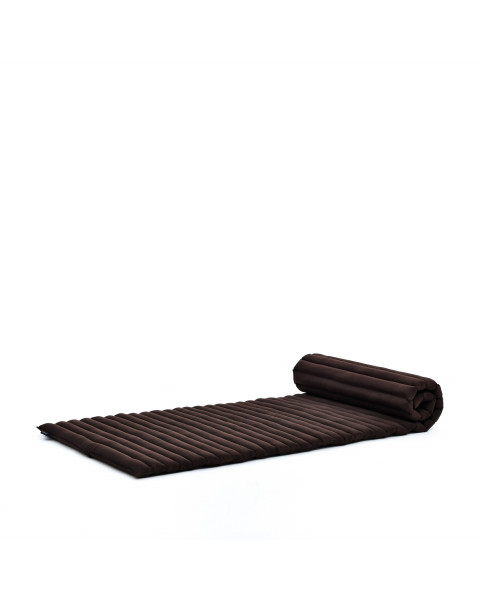 Leewadee Rollable Floor Mat M – Comfortable and Rollable Thai Mattress, Soft Massage Mat Filled with Eco-Friendly Kapok, Perfect to Use as a Sleeping Mat 75 x 28 inches, brown