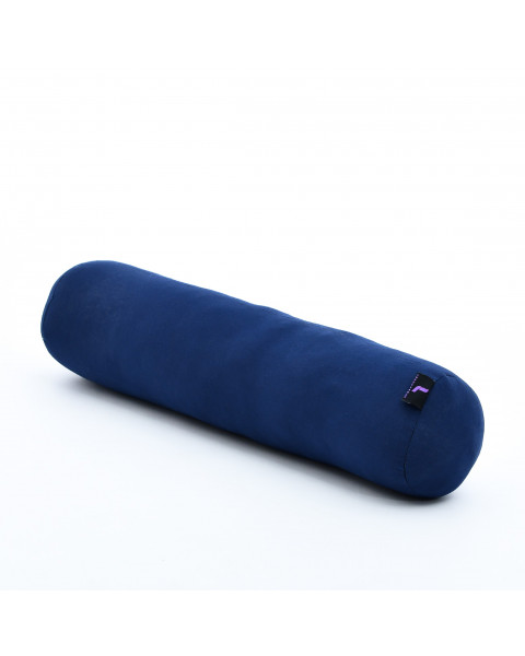 Leewadee yoga bolster pequeño – Cojín alargado para pilates y meditación, reposacabezas hecho a mano de kapok, 50 x 15 x 15 cm, Azul