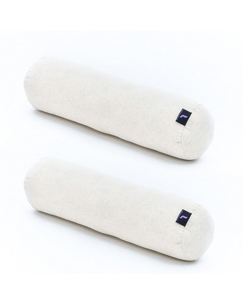 Leewadee Yoga Bolster Set – 2 Shape-Retaining Neck Rolls, Tube Pillows for Comfortable Reading, Made of Kapok, 20 x 6 x 6 inches, ecru