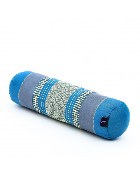 Leewadee yoga bolster piccolo: supporto per pilates allungato e cuscino da meditazione, realizzato a mano in kapok naturale, 50 x 15 x 15 cm, Azzurro