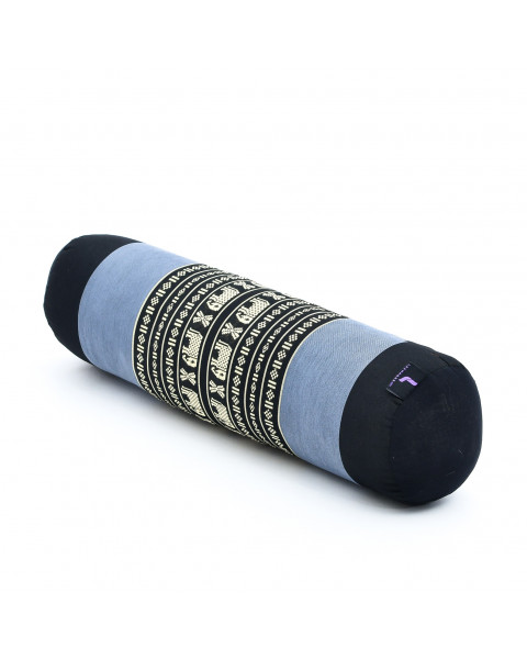 Leewadee yoga bolster pequeño – Cojín alargado para pilates y meditación, reposacabezas hecho a mano de kapok, 50 x 15 x 15 cm, Azul