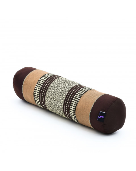 Leewadee Pilates Rolle Nackenstütze kleines Yoga Bolster Yogakissen ökologisches Naturprodukt, Kapok, 50 x 15 x 15 cm, Braun