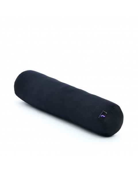 Leewadee Pilates Rolle Nackenstütze kleines Yoga Bolster Yogakissen ökologisches Naturprodukt, Kapok, 50 x 15 x 15 cm, Schwarz