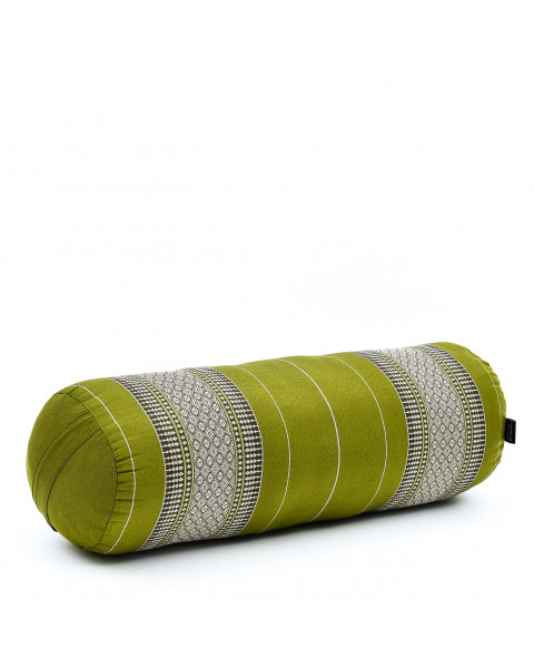 Leewadee grande yoga bolster: supporto per pilates allungato, cuscino da meditazione, realizzato a mano in kapok naturale, 60 x 25 x 25 cm, Verde