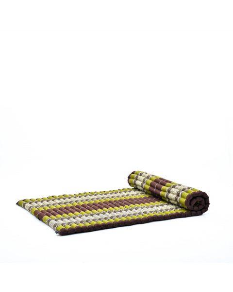 Leewadee materassino thailandese arrotolabile, L: tappeto per dormire, spessa stuoia da massaggio, strumento in kapok, 190 x 100 cm, Marrone Verde