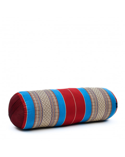 Leewadee Large Yoga Bolster – Shape-Retaining Tube Cushion for Meditation, Bolster for Stretching, Made of Eco-Friendly Kapok, 24 x 10 x 10 inches, blue red
