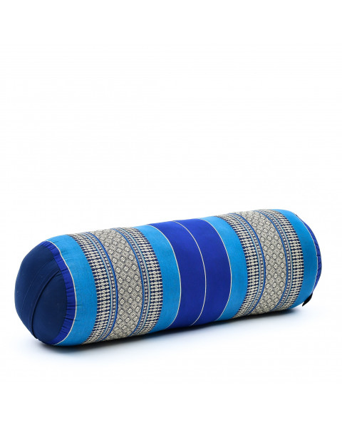 Leewadee yoga bolster grande – Almohadilla tailandesa de kapok hecha a mano, cojín alargado para pilates, 60 x 25 x 25 cm, Azul