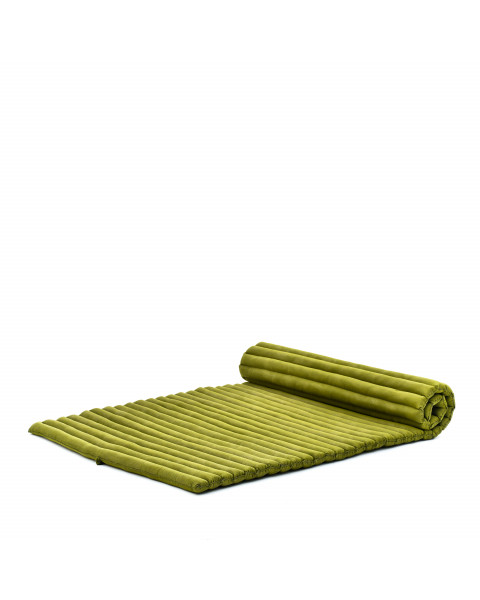 Leewadee Rollable Floor Mat L – Comfortable and Rollable Thai Mattress, Soft Massage Mat Filled with Eco-Friendly Kapok, Perfect to Use as a Sleeping Mat 75 x 39 inches, green