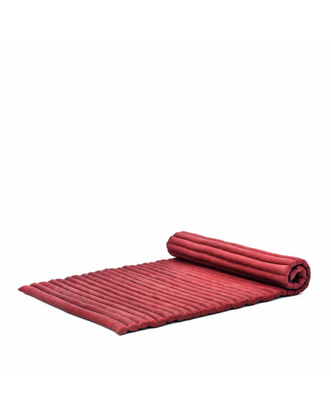 Leewadee Grand matelas thaï - Tapis de yoga enroulable en taille L en kapok, tapis pour méditation et yoga en kapok, 190 x 100 cm, Rouge