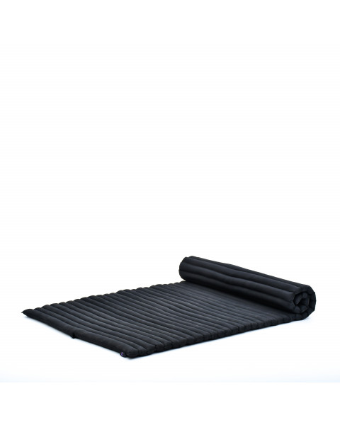 Leewadee Rollable Floor Mat L – Comfortable and Rollable Thai Mattress, Soft Massage Mat Filled with Kapok, Perfect to Use as a Sleeping Mat 190 x 100 cm, Black