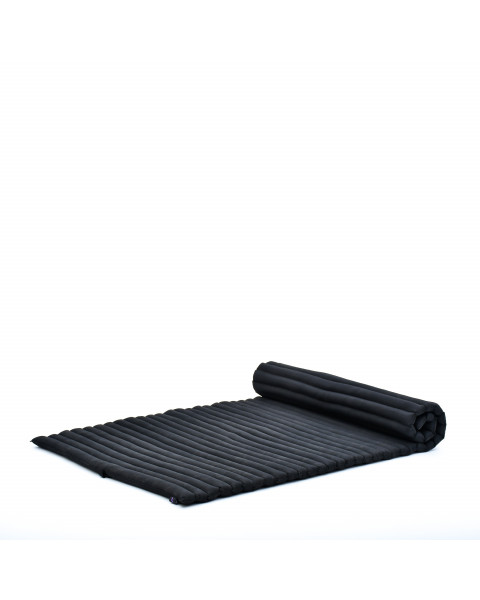 Leewadee - Foldable Floor Mattress - Japanese Roll Up Futon -Trifold Tatami Mat- Guest Floor Bed - Camping Mattress - Thai Massage Mat, Kapok Filled, 75 x 39 inches, Black