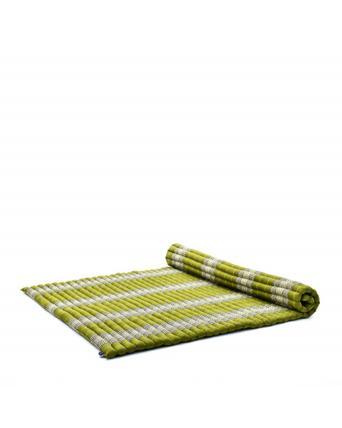 Leewadee Rollable Floor Mat XL – Comfortable and Rollable Thai Mattress, Large Massage Mat Filled with Kapok, Perfect to Use as a Sleeping Mat 190 x 145 cm, Green