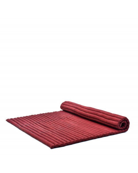 Leewadee Faltbare Bodenmatratze - Japanischer Rollbarer Futon - Tatami Faltmatte - Gästebett - Camping Matratze - Thai Massage Matte, Kapok Füllung, 190 x 145 cm, Rot