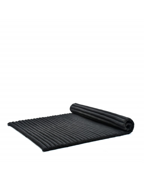 Leewadee Rollable Floor Mat XL – Comfortable and Rollable Thai Mattress, Large Massage Mat Filled with Eco-Friendly Kapok, Perfect to Use as a Sleeping Mat 75 x 57 inches, black