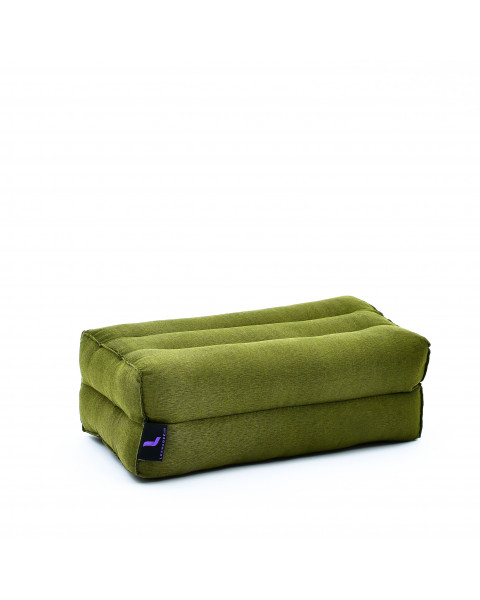 Leewadee piccolo blocco per yoga: cuscino da pilates rettangolare e strumento da meditazione, cuscino da terra in kapok naturale, 35 x 18 x 12 cm, Verde