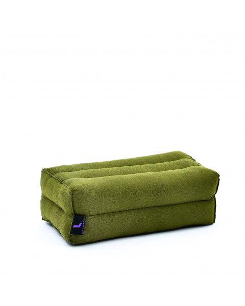 Leewadee Bloc de yoga - Yoga bloc en kapok fait à la main, coussin brique en kapok artisanal pour le yoga, 35 x 18 x 12 cm, Vert