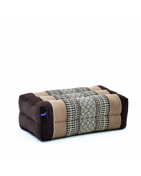 Leewadee piccolo blocco per yoga: cuscino da pilates rettangolare e strumento da meditazione, cuscino da terra in kapok naturale, 35 x 18 x 12 cm, Marrone