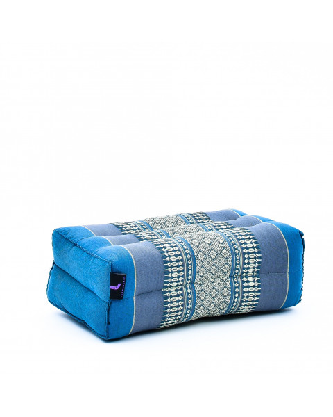 Leewadee Bloc de yoga - Yoga bloc en kapok fait à la main, coussin brique en kapok artisanal pour le yoga, 35 x 18 x 12 cm, Bleu Clair