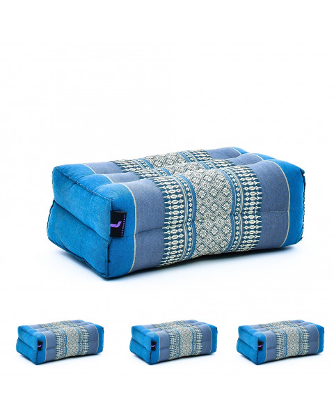Leewadee Yoga Block Set of 4 Pilates Brick Meditation Cushion Eco-Friendly Organic and Natural, 14x7x5 inches, Kapok, light blue