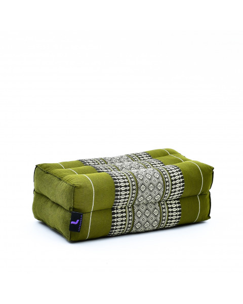 Leewadee Bloc de yoga - Yoga bloc en kapok fait à la main, coussin brique en kapok artisanal pour le yoga, 35 x 18 x 12 cm, Vert