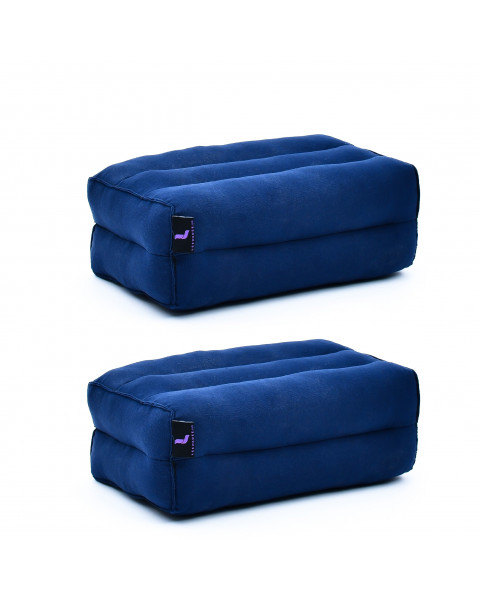Leewadee Yoga Block Set – 2 Floor Cushions for Yoga, Meditation Block for the Floor, Filled with Eco-Friendly Kapok, 14 x 7 x 5 inches, blue