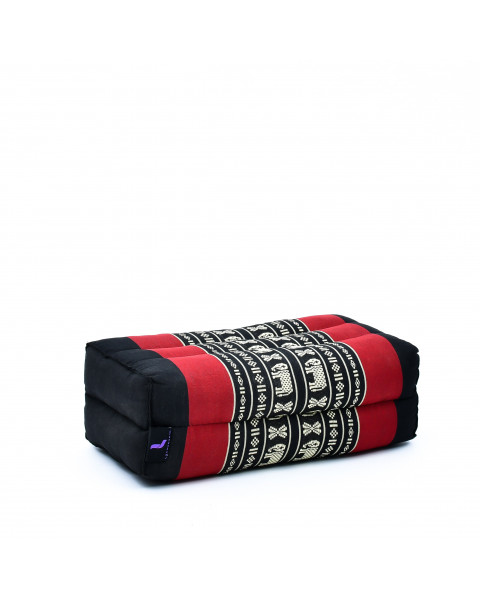 Leewadee Meditationskissen Yogakissen Yoga Block Yoga Zubehör Yoga Klotz Yoga Kissen Ökologisches Naturprodukt Thaikissen Nackenkissen, Kapok, 35 x 18 x 12 cm, Schwarz Rot