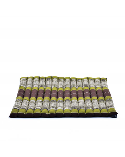 Leewadee Zabuton Rollbare Meditations-Matte Tragbare Sitzmatte Ökologisches Naturprodukt, Kapok, 70 x 70 cm, Braun Grün