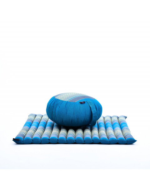 Leewadee Set de méditation - Set de méditation en kapok, coussin et tapis de méditation Zafu et Zabuton, Bleu Clair