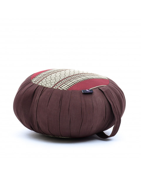 Leewadee Zafu Yoga Pillow – Round Meditation Cushion for Yoga Exercises, Light Floor Pillow Filled with Eco-Friendly Kapok, 14 x 8 inches, brown red